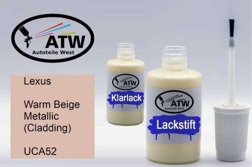 Lexus, Warm Beige Metallic (Cladding), UCA52: 20ml Lackstift + 20ml Klarlack - Set, von ATW Autoteile West.